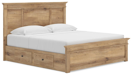 Makidern Tan King Panel Storage Bed angled view