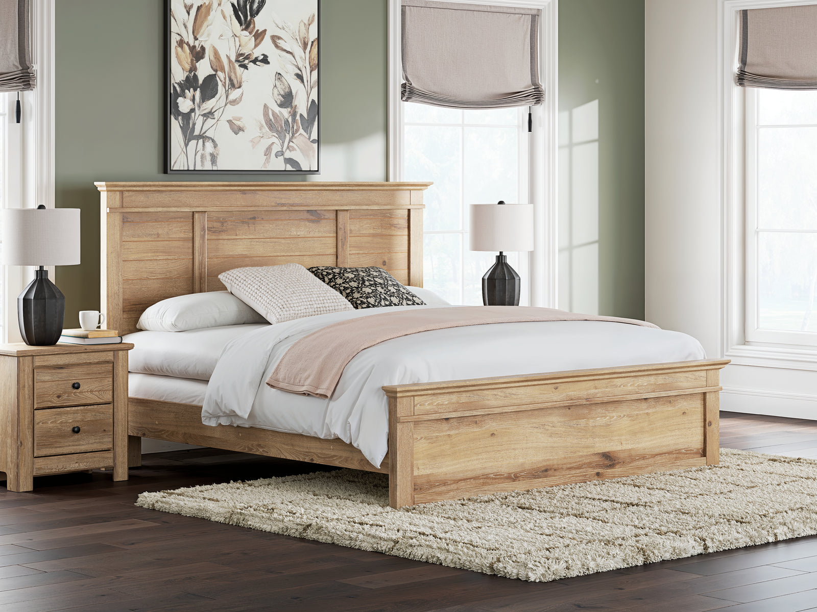 Makidern Tan King Panel Bed