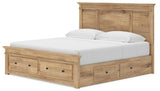 Makidern Tan King Panel Storage Bed angled view