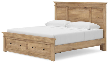 Makidern Tan King Panel Storage Bed angled view