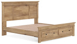 Makidern Tan King Panel Storage Bed angled view