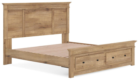 Makidern Tan King Panel Storage Bed angled view