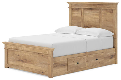 Makidern Tan Full Panel Storage Bed angled view