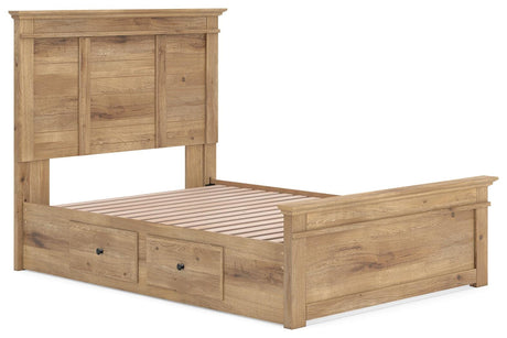 Makidern Tan Full Panel Storage Bed angled view