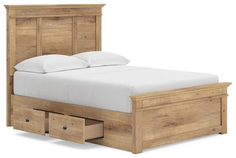 Makidern Tan Full Panel Storage Bed angled view