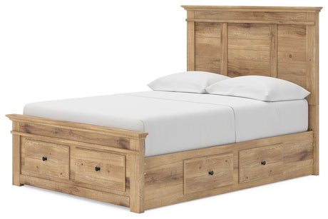 Makidern Tan Full Panel Storage Bed angled view