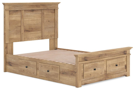 Makidern Tan Full Panel Storage Bed angled view