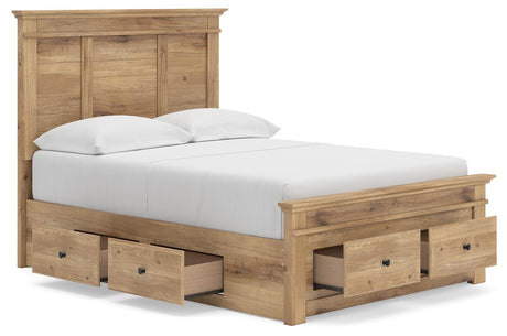 Makidern Tan Full Panel Storage Bed angled view