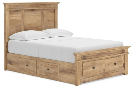 Makidern Tan Full Panel Storage Bed angled view