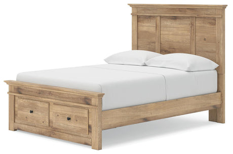 Makidern Tan Full Panel Storage Bed angled view