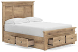 Makidern Tan Full Panel Storage Bed angled view