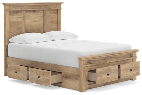 Makidern Tan Full Panel Storage Bed angled view