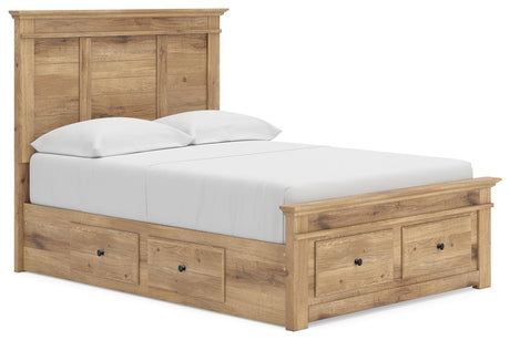 Makidern Tan Full Panel Storage Bed angled view