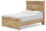 Makidern Tan Full Panel Storage Bed angled view