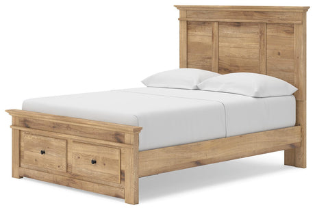 Makidern Tan Full Panel Storage Bed angled view