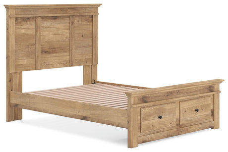 Makidern Tan Full Panel Storage Bed angled view