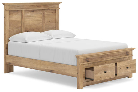 Makidern Tan Full Panel Storage Bed angled view