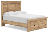 Makidern Tan Full Panel Storage Bed angled view