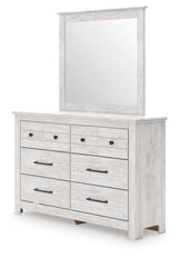 Makidern Whitewash Dresser and Mirror