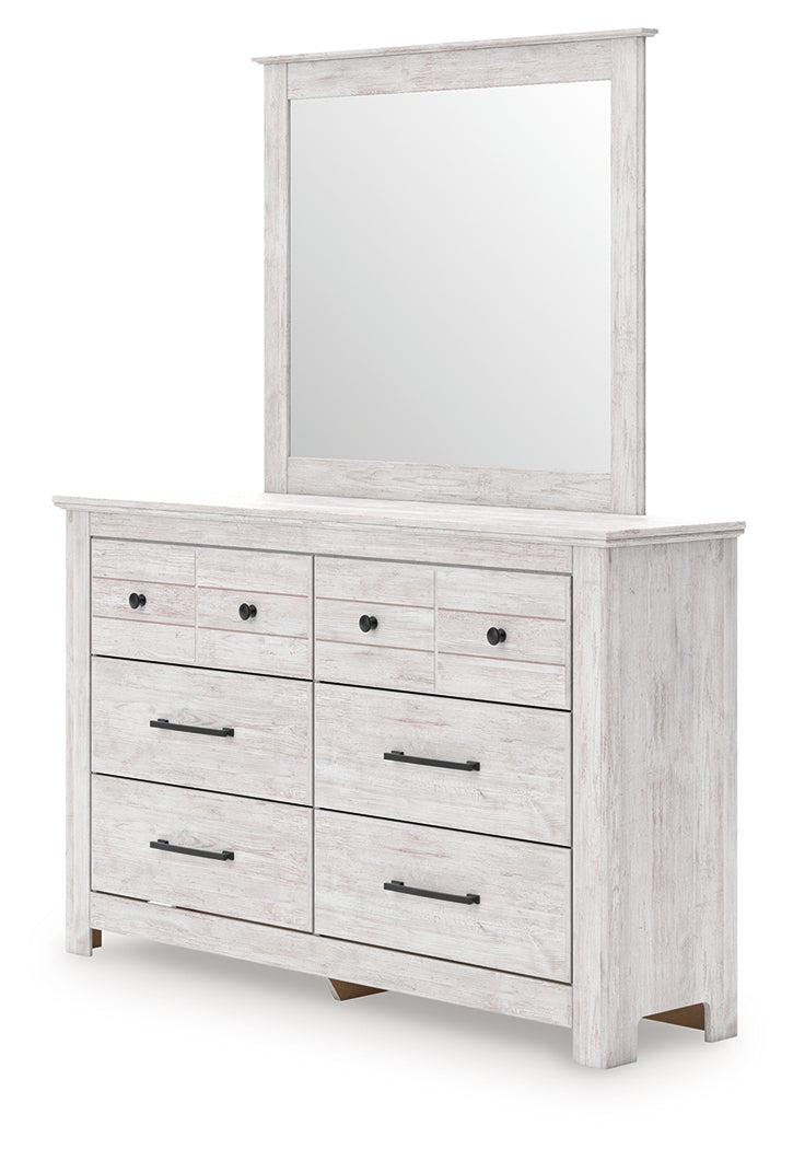Makidern Whitewash Dresser and Mirror