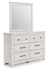 Makidern Whitewash Dresser and Mirror