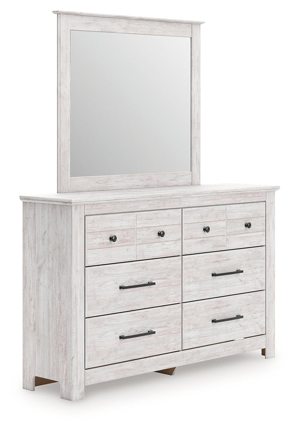 Makidern Whitewash Dresser and Mirror