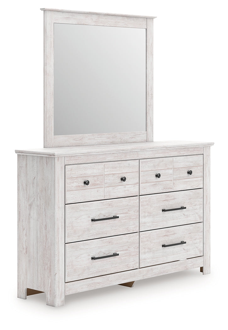 Makidern Whitewash Dresser and Mirror