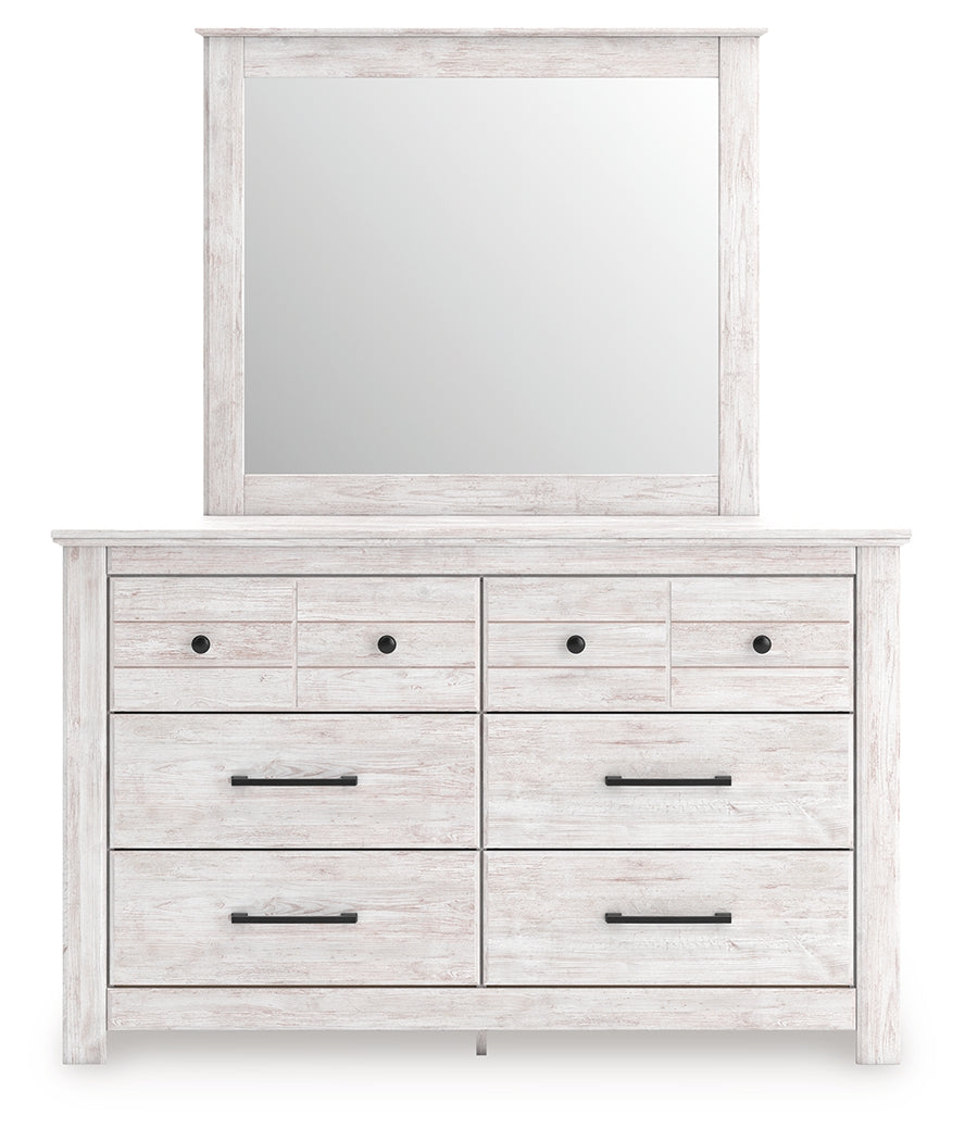 Makidern Whitewash Dresser and Mirror