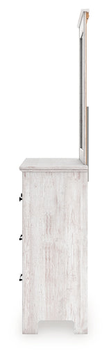 Makidern Whitewash Dresser and Mirror