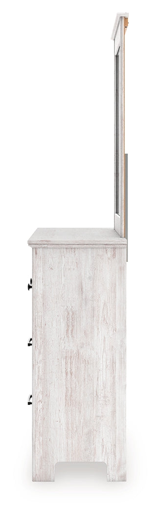 Makidern Whitewash Dresser and Mirror