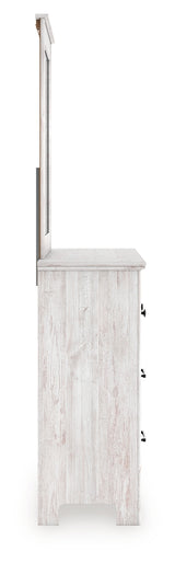 Makidern Whitewash Dresser and Mirror