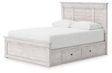 Makidern Whitewash Queen Panel Storage Bed