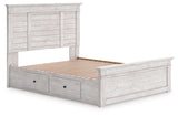 Makidern Whitewash Queen Panel Storage Bed