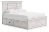 Makidern Whitewash Queen Panel Storage Bed