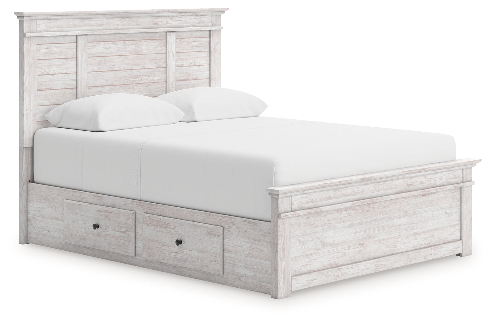 Makidern Whitewash Queen Panel Storage Bed