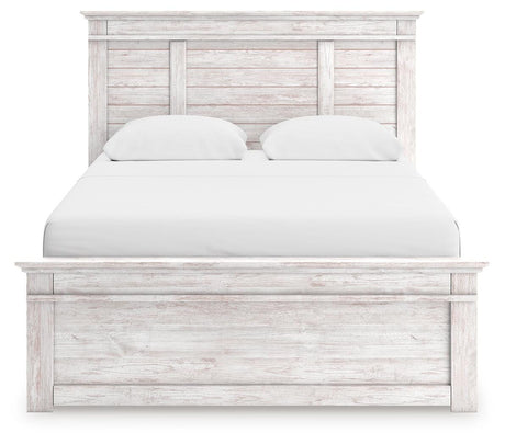 Makidern Whitewash Queen Panel Storage Bed view 7