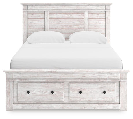 Makidern Whitewash Queen Panel Storage Bed view 7