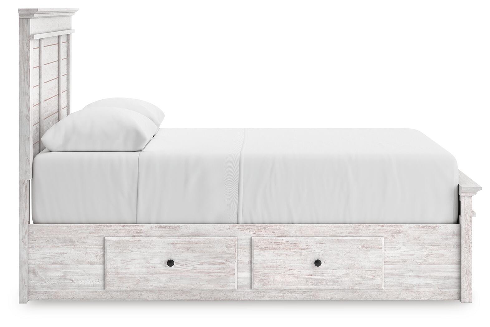 Makidern Whitewash Queen Panel Storage Bed view 8