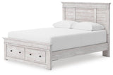Makidern Whitewash Queen Panel Storage Bed
