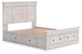 Makidern Whitewash Queen Panel Storage Bed