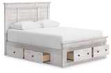 Makidern Whitewash Queen Panel Storage Bed