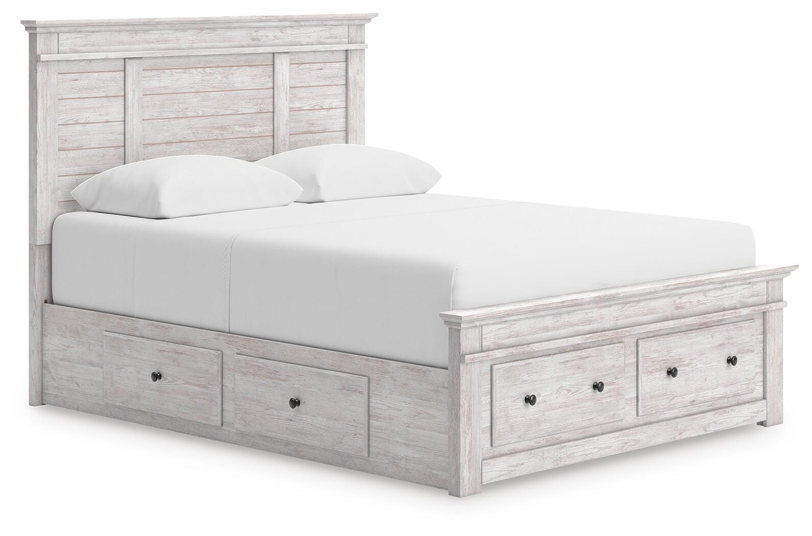 Makidern Whitewash Queen Panel Storage Bed