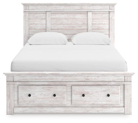 Makidern Whitewash Queen Panel Storage Bed view 7
