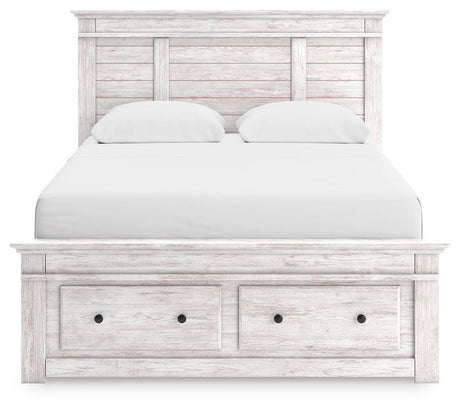 Makidern Whitewash Queen Panel Storage Bed view 7