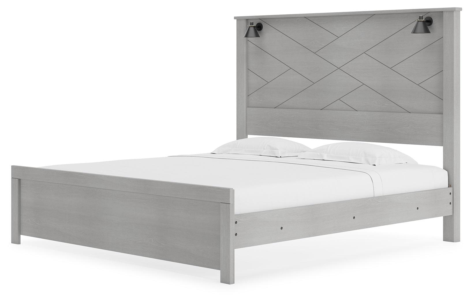 Cottonburg Light Gray/white King Panel Bed - Ella Furniture