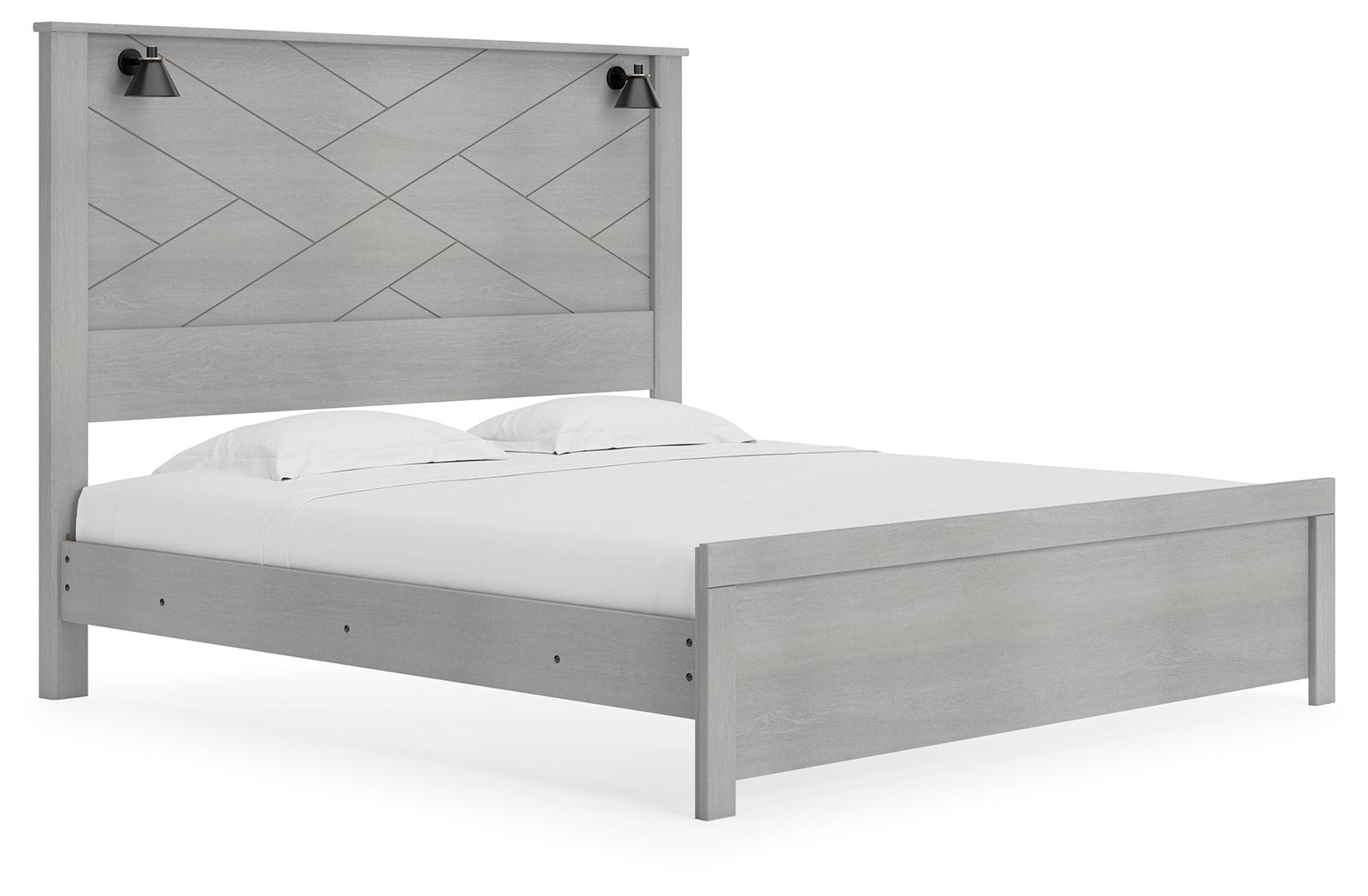 Cottonburg Light Gray/white King Panel Bed - Ella Furniture