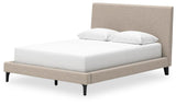 Cielden Soft Gray Upholstered Bedroom Set angled view
