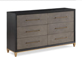 Payson Gray Brown 6 Drawers Dresser