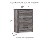 Bronyan Dark Gray Panel Bedroom Set dimension view