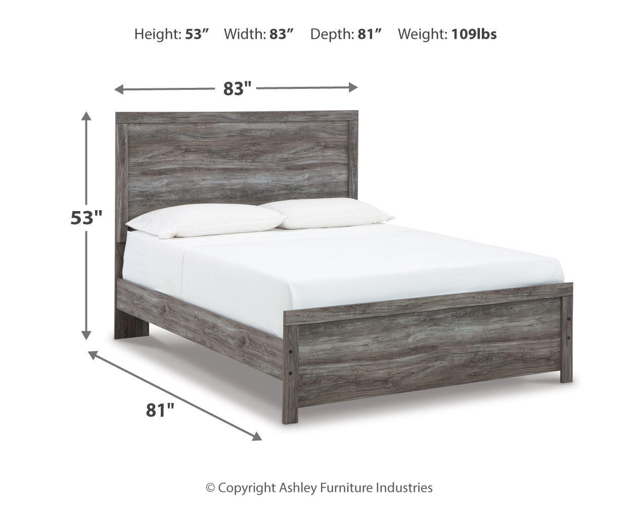 Bronyan Dark Gray Panel Bedroom Set dimension view